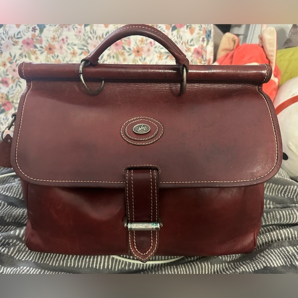 VTG Velez made in Colombia Oxblood Deep Burgundy Leather Satchel - Picture 1 of 12